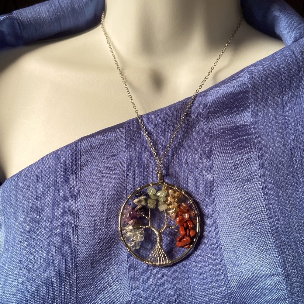 Tree of life, silver necklace, 2 “radius